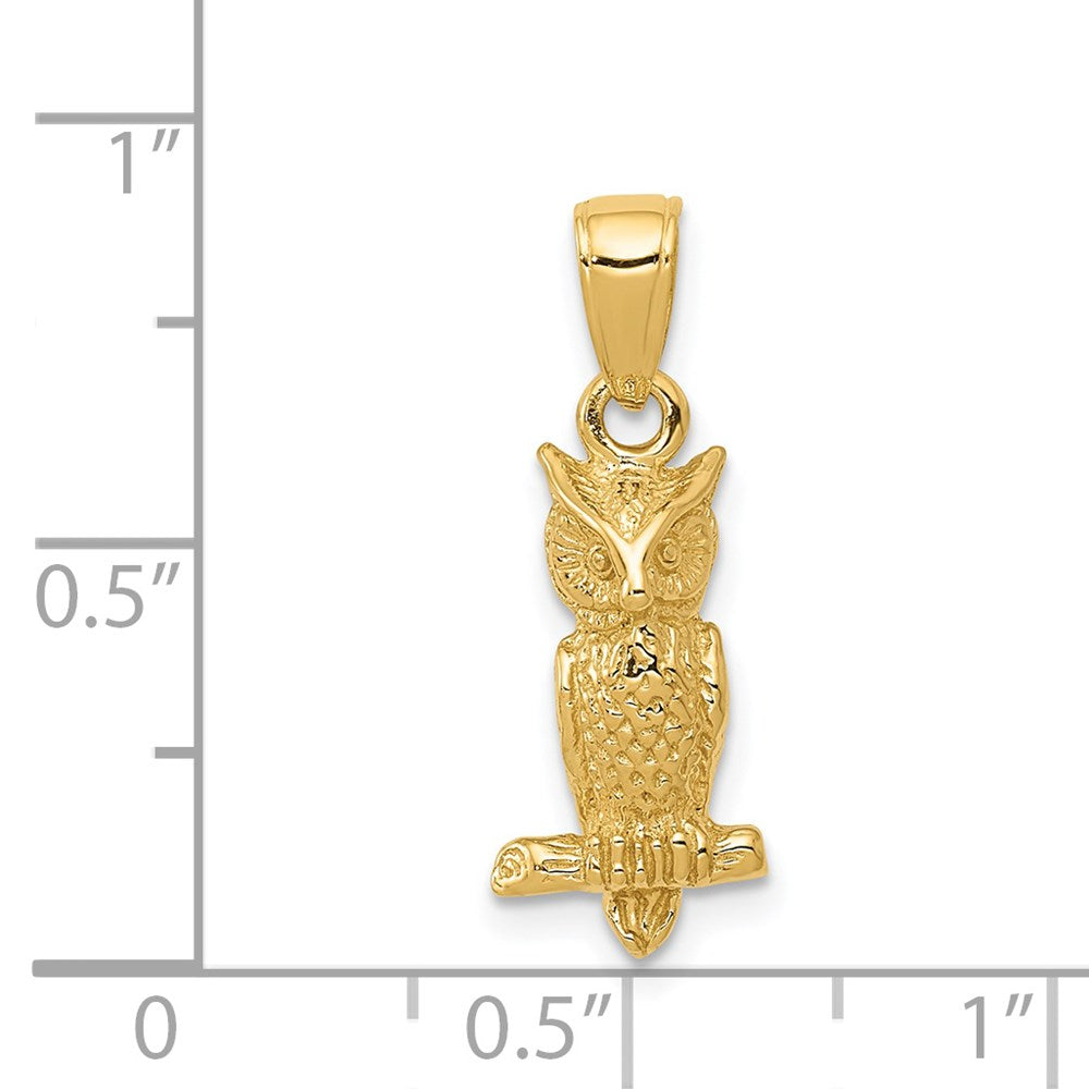 14K 3-D Owl Pendant