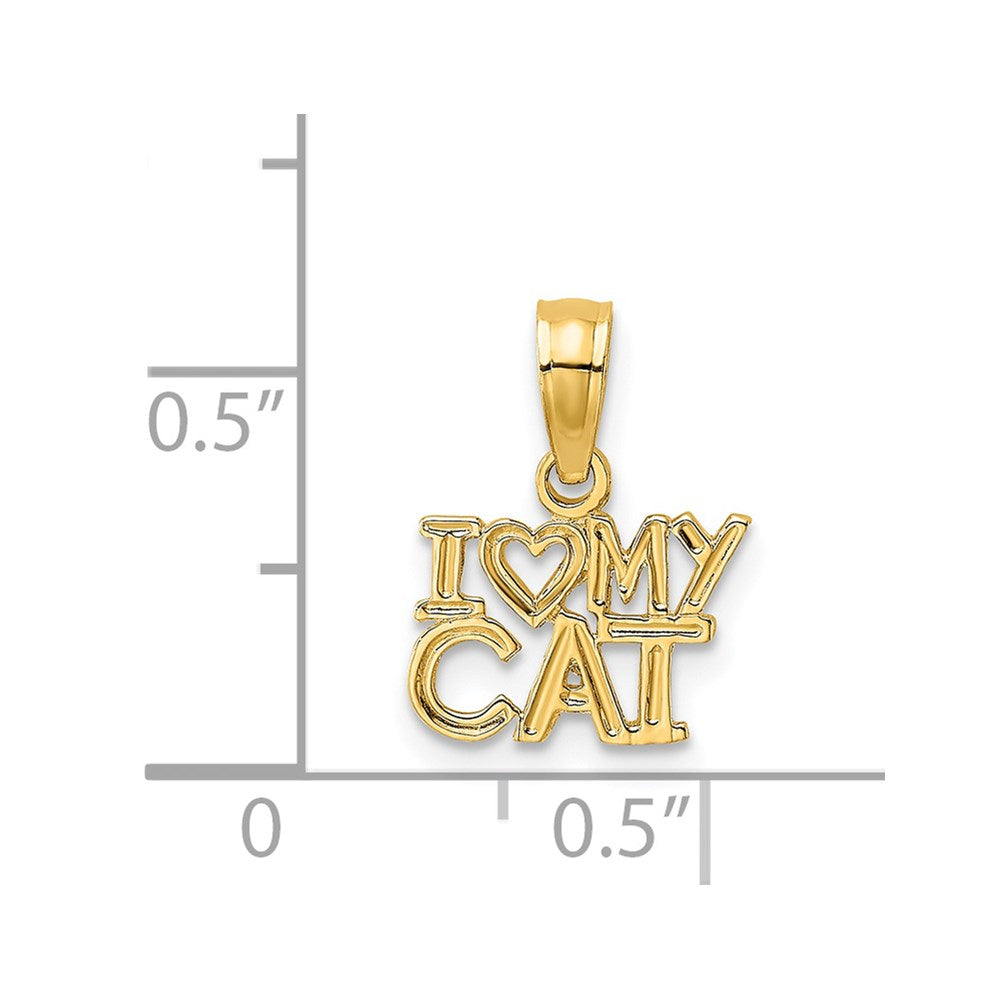 14k I HEART MY CAT Charm