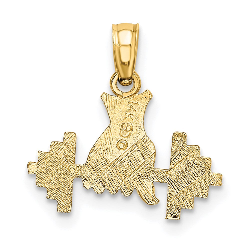 14K Hand Holding Barbell Charm