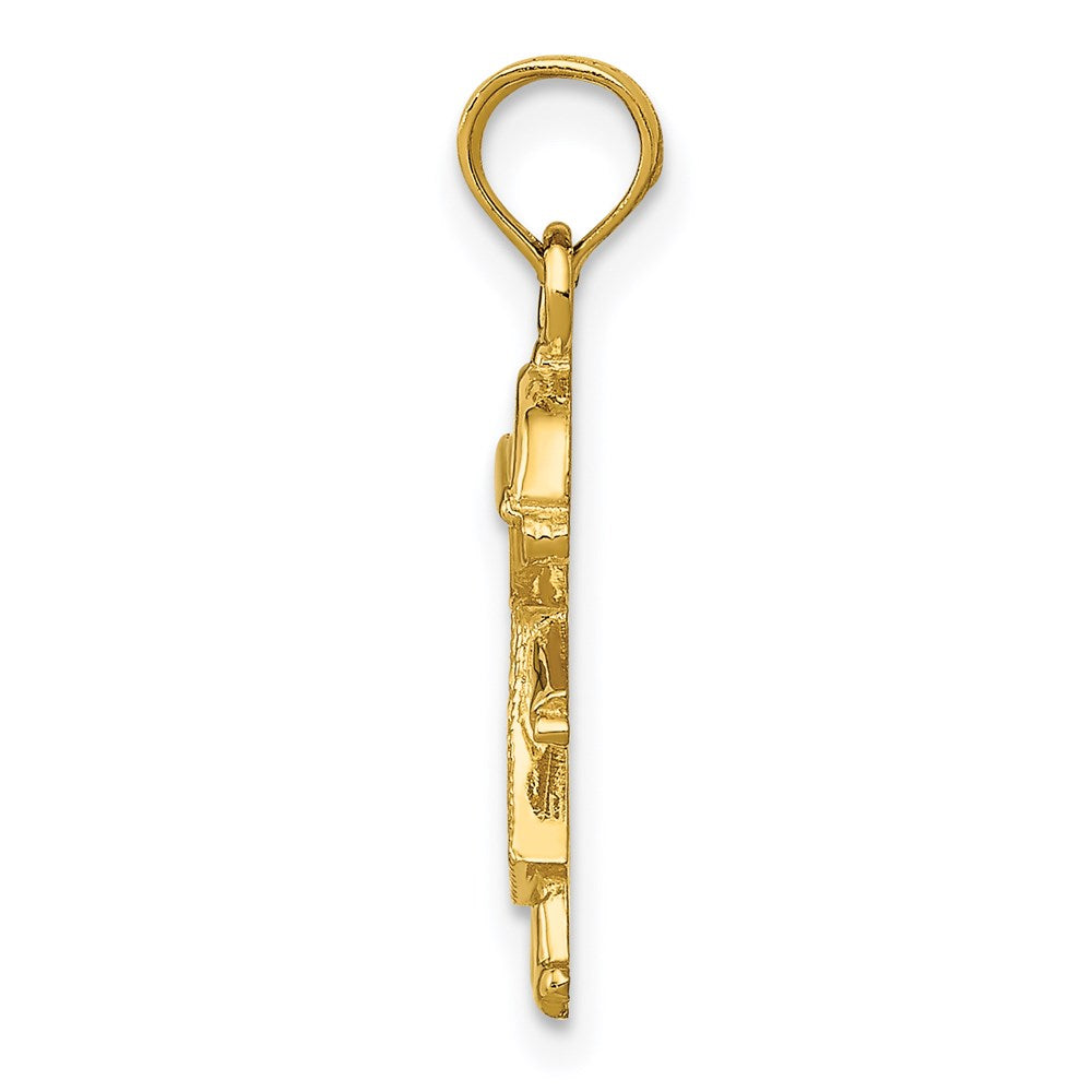 14k Polished and Textured Boy Pendant