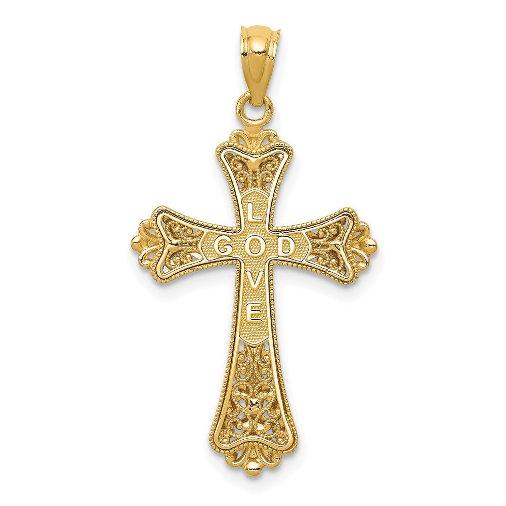 14K w/Rhodium Reversible Cross Pendant