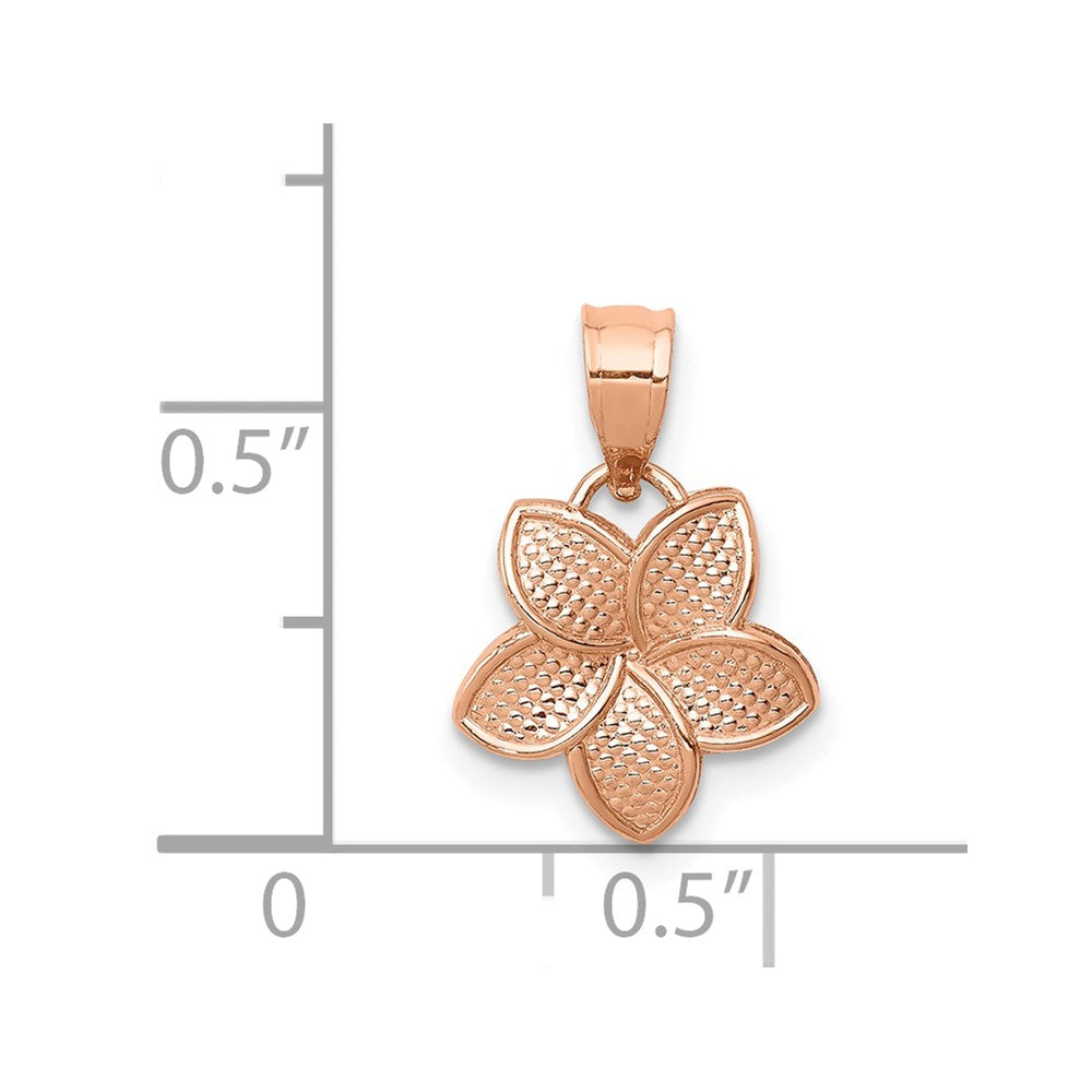 14K Rose Polished Mini Plumeria Pendant
