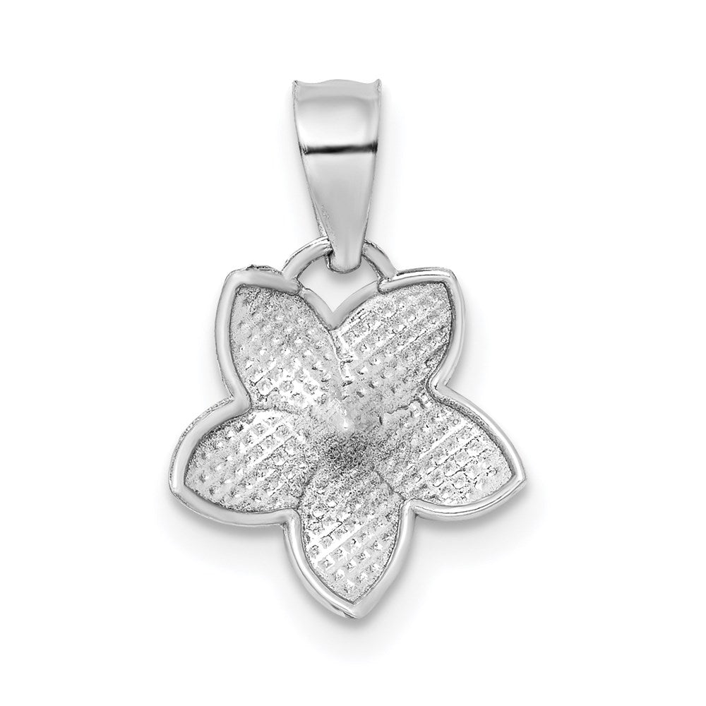 14K White Polished Mini Plumeria Pendant