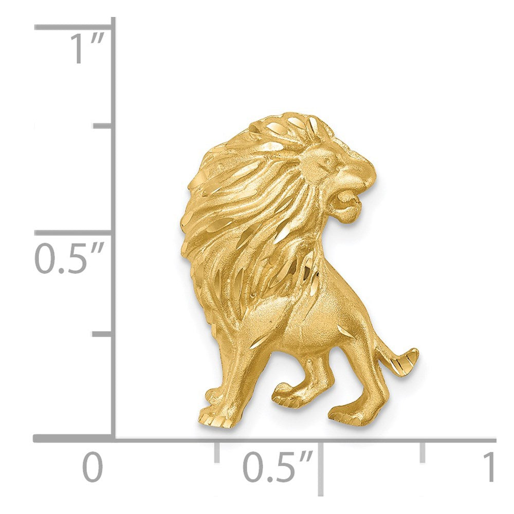 14K Brushed Diamond-cut Lion Chain Slide