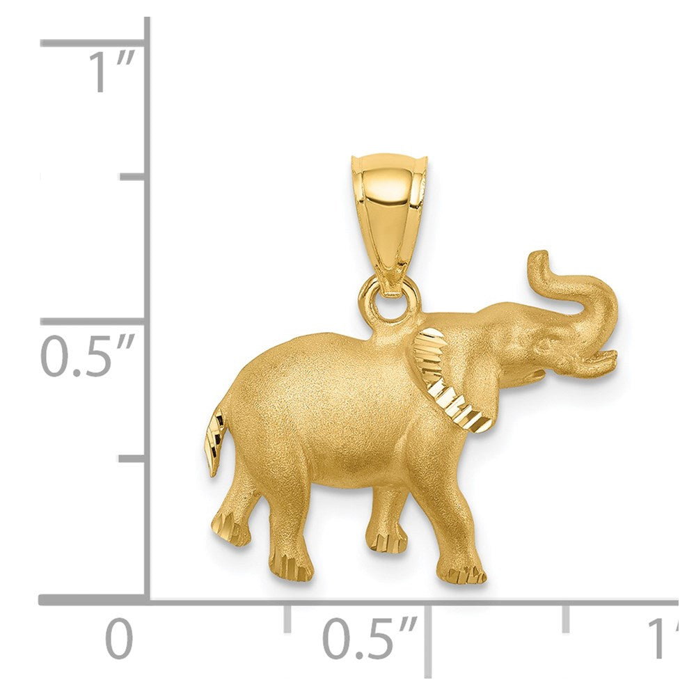 14K Brushed Diamond-cut Elephant Pendant