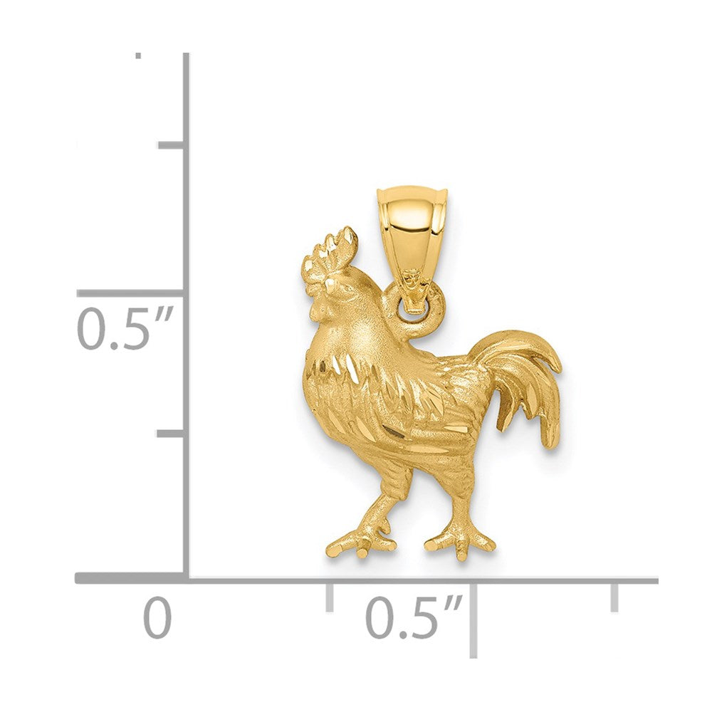 14k Satin D/C Rooster Pendant