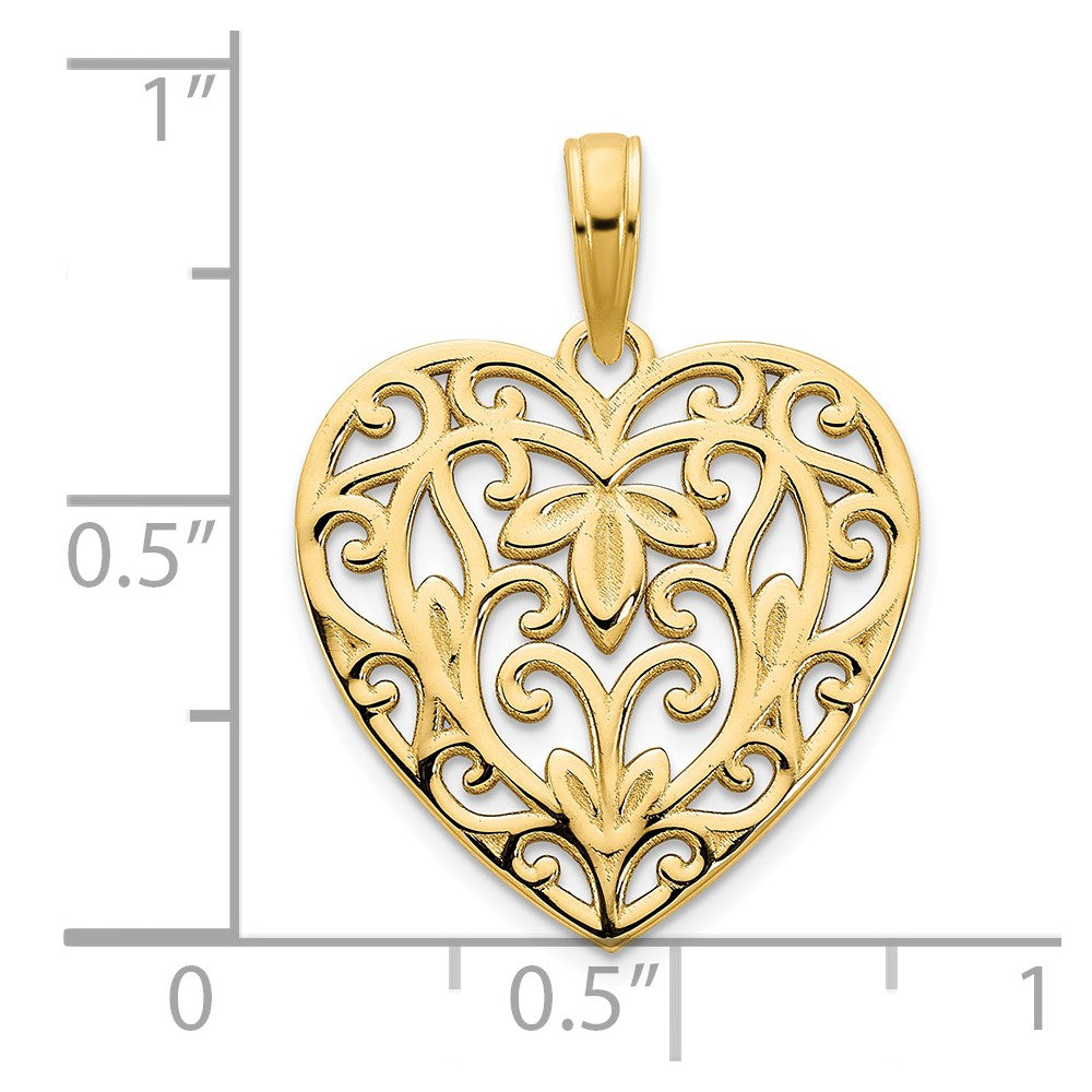 14ky Fancy Heart Pendant