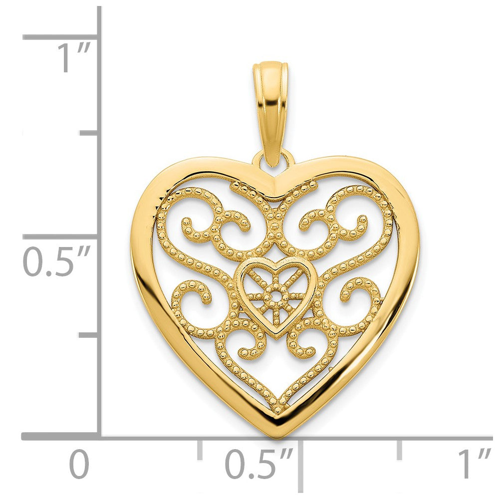 14ky Fancy Heart Pendant