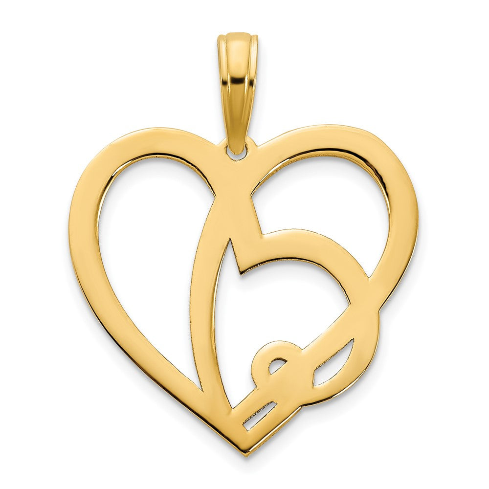 14k Heart in a Heart Pendant