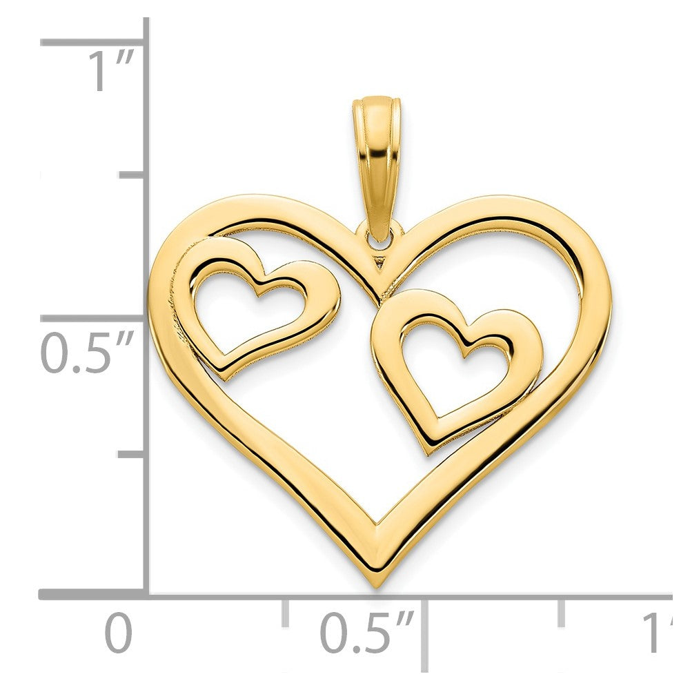 14ky Heart in a Heart Pendant