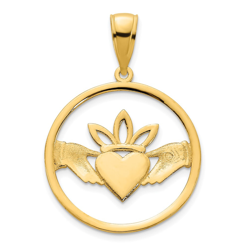 14k Claddagh Circle Pendant