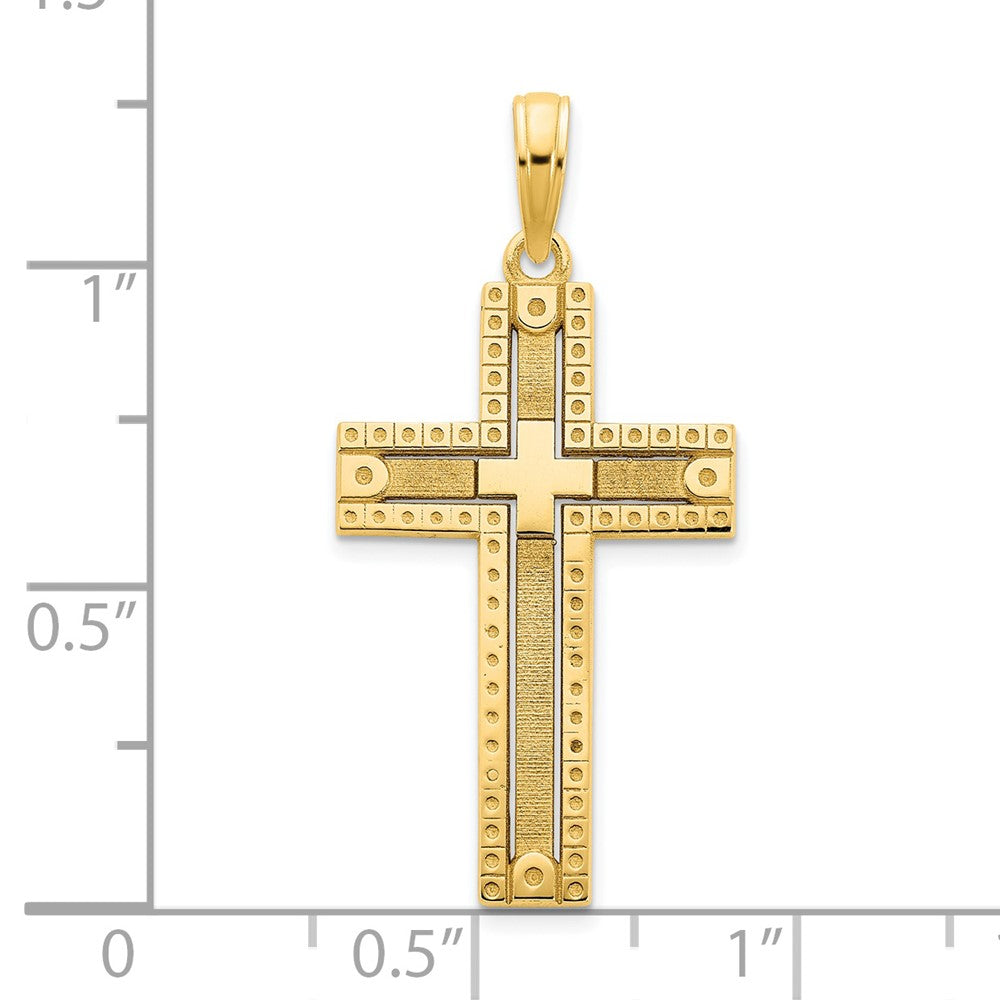 14k Fancy Sandblasted Cross Pendant