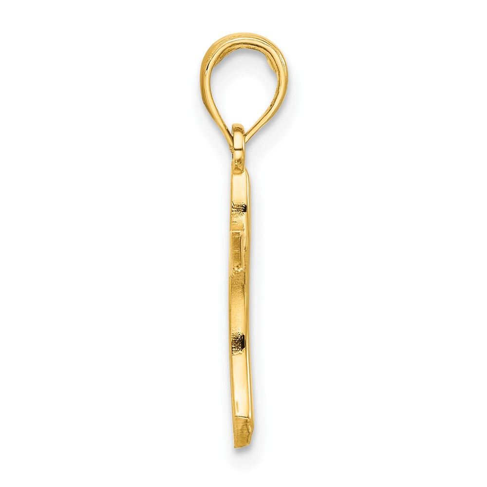 14k Polished Cross with Wings Pendant