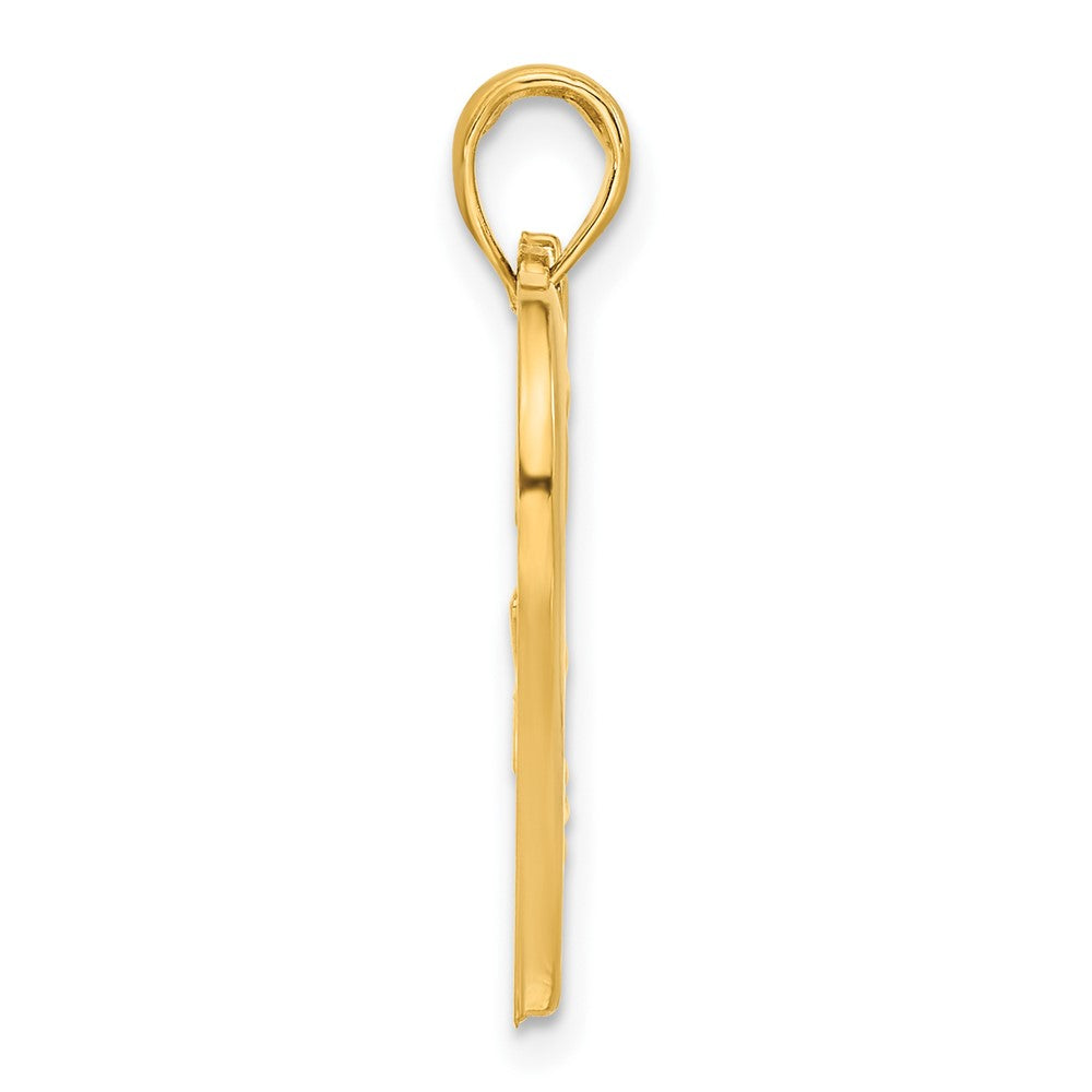 14k Polished Floral Heart Pendant