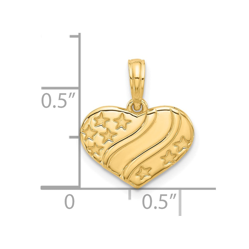 14k Polished Stars on Heart Pendant