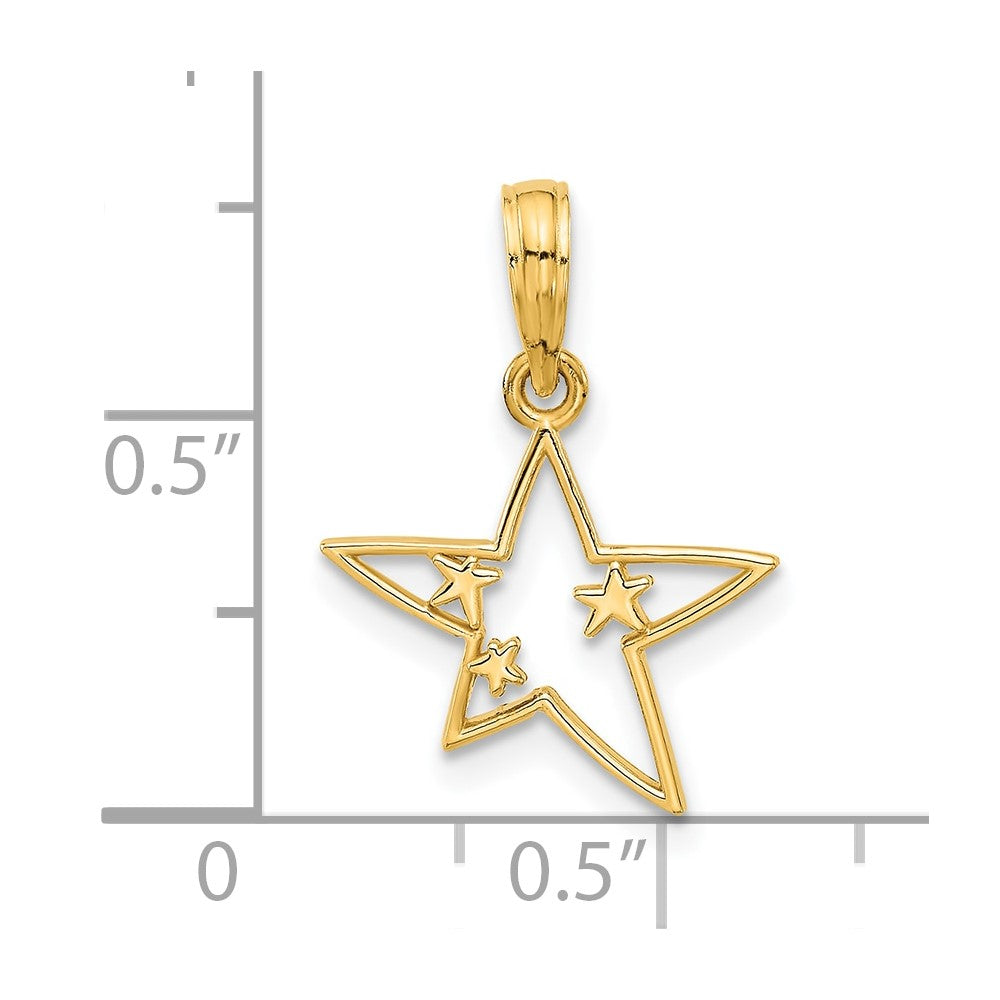 14k Polished Stars Pendant