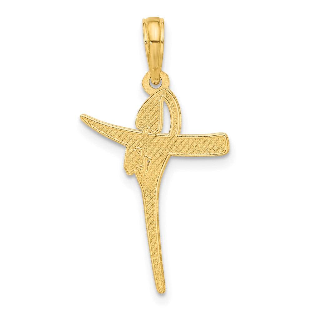 14k Polished Floral Cross Pendant