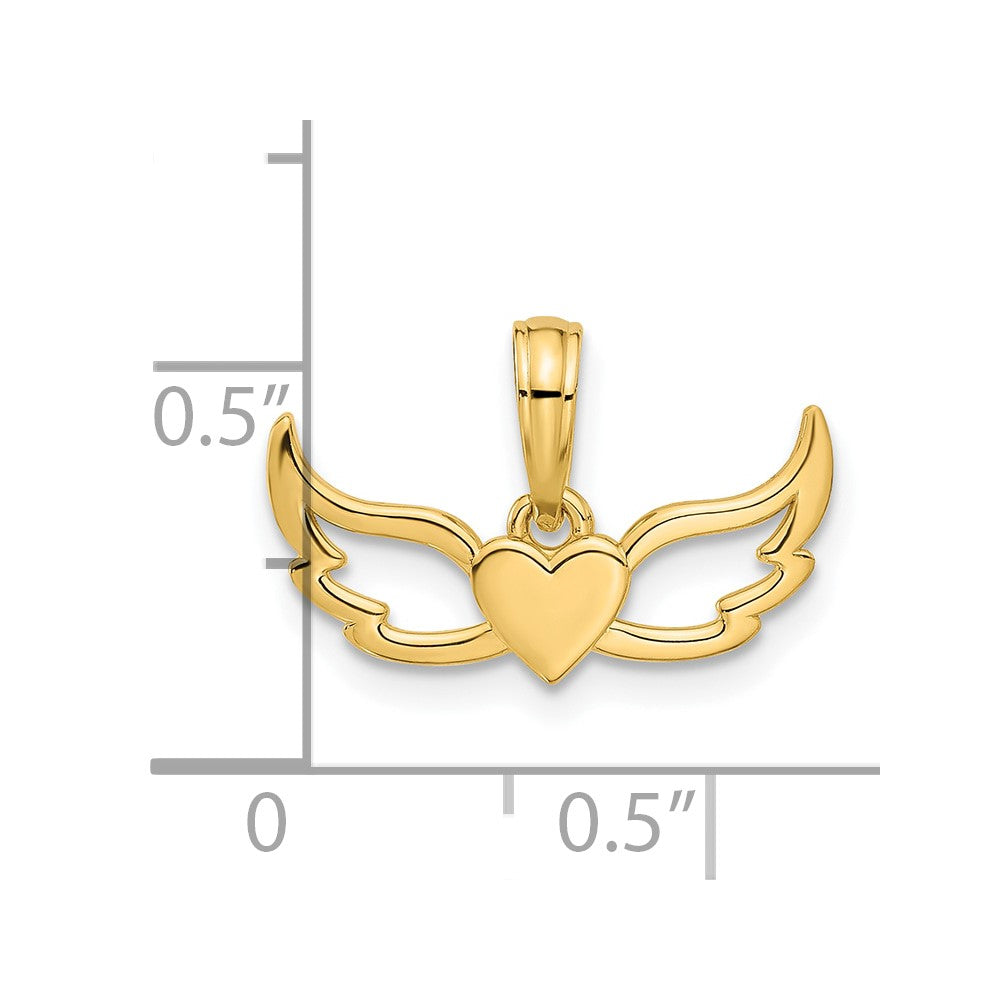 14k Fancy Heart and Wings Charm