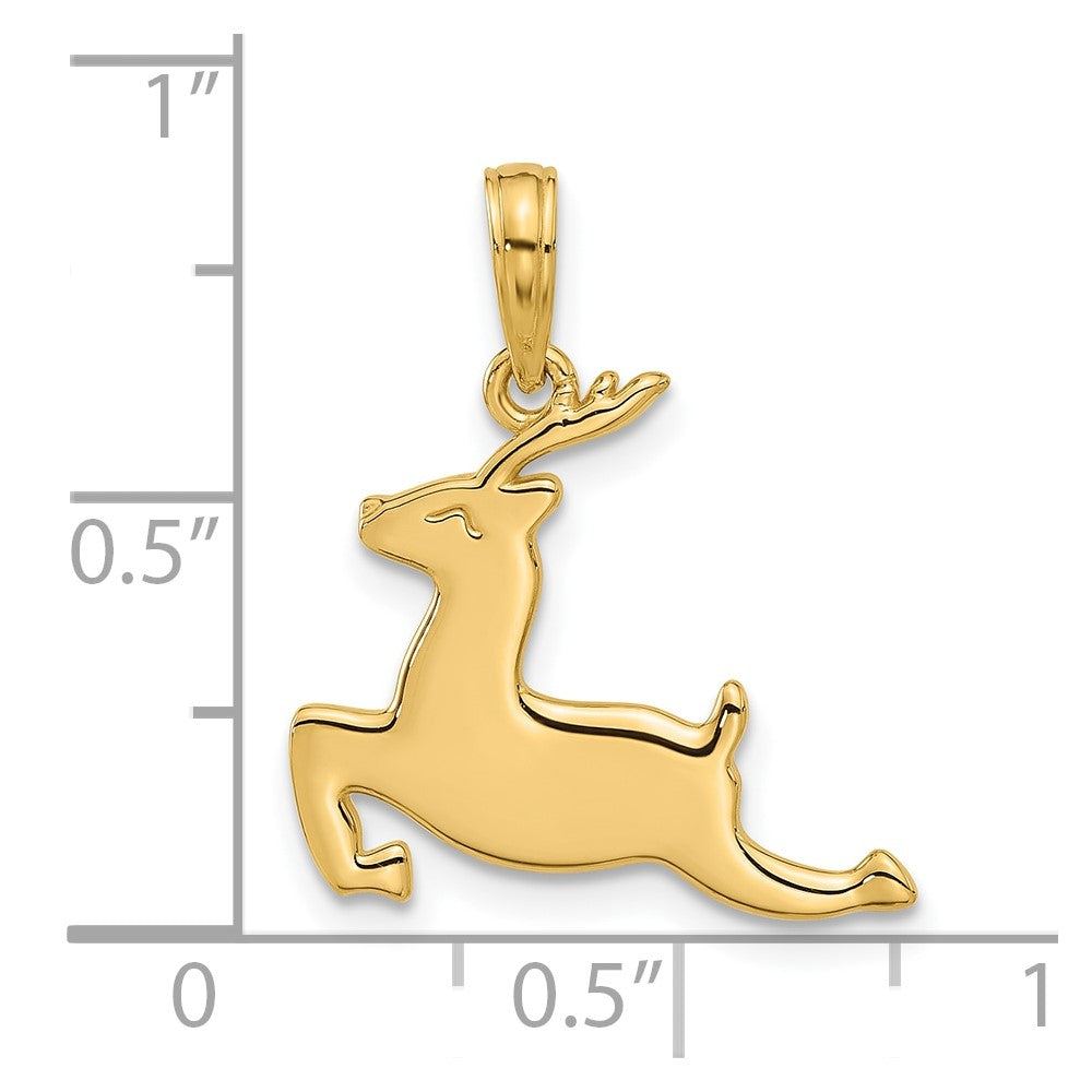 14K Polished Prancing Reindeer Charm