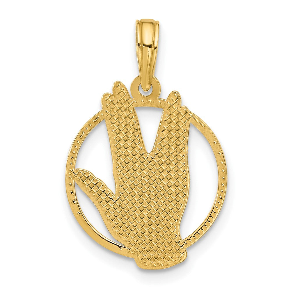14K Polished Hand Gesture in Circle Charm