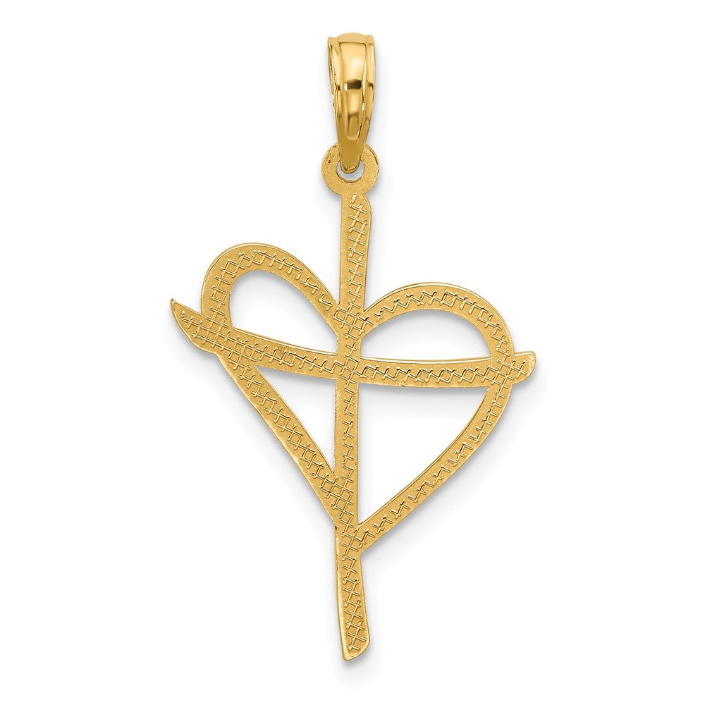 14k Fancy Cross and Heart Charm