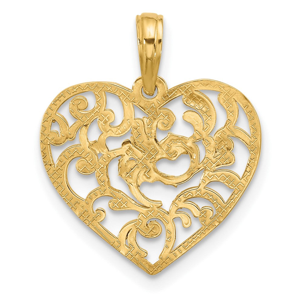 14K Polished Fancy Heart Charm
