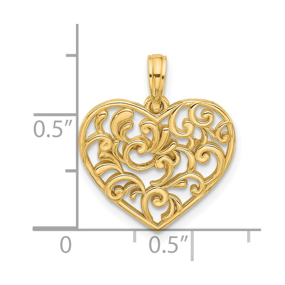 14K Polished Fancy Heart Charm