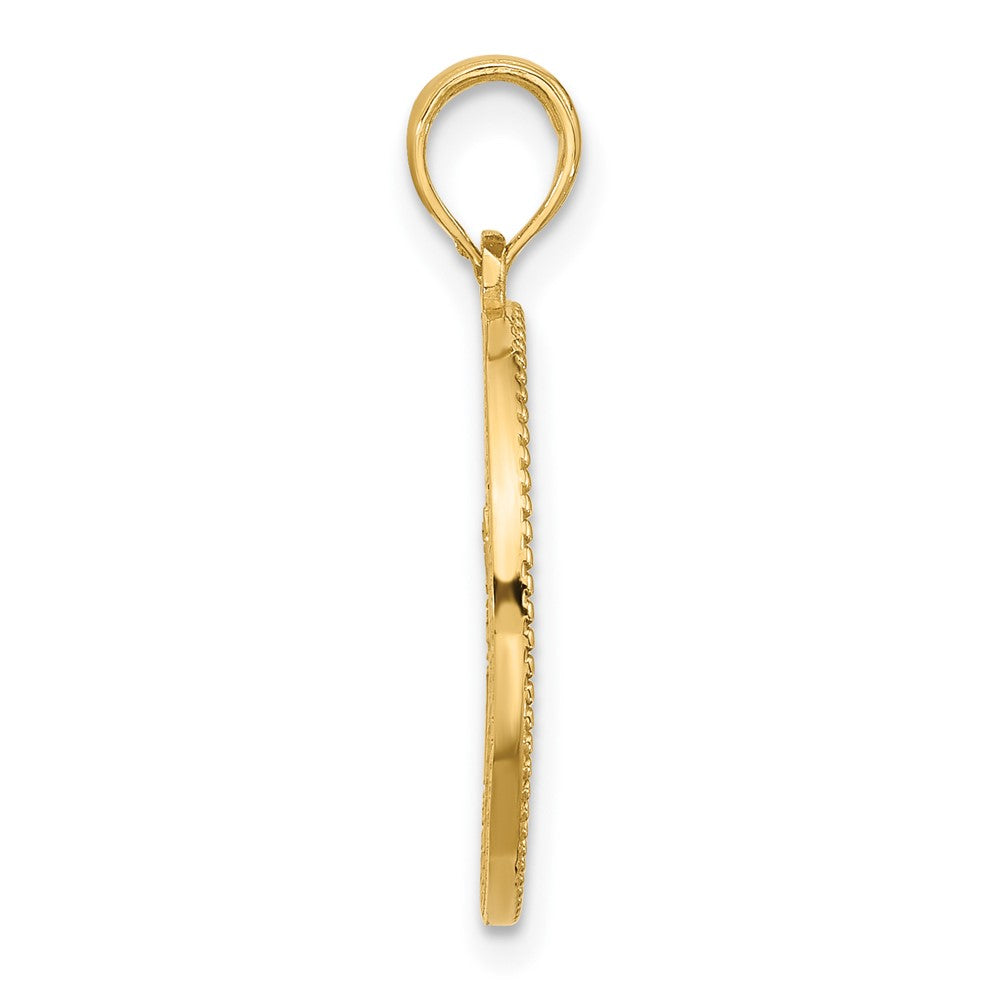 14K Polished Circle with Tree Charm