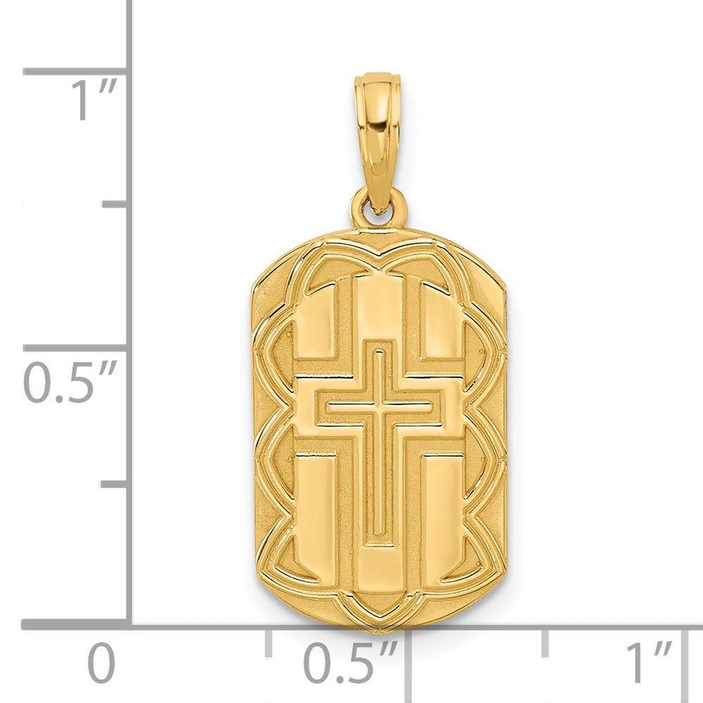 14KY Fancy Cross Dog Tag Charm