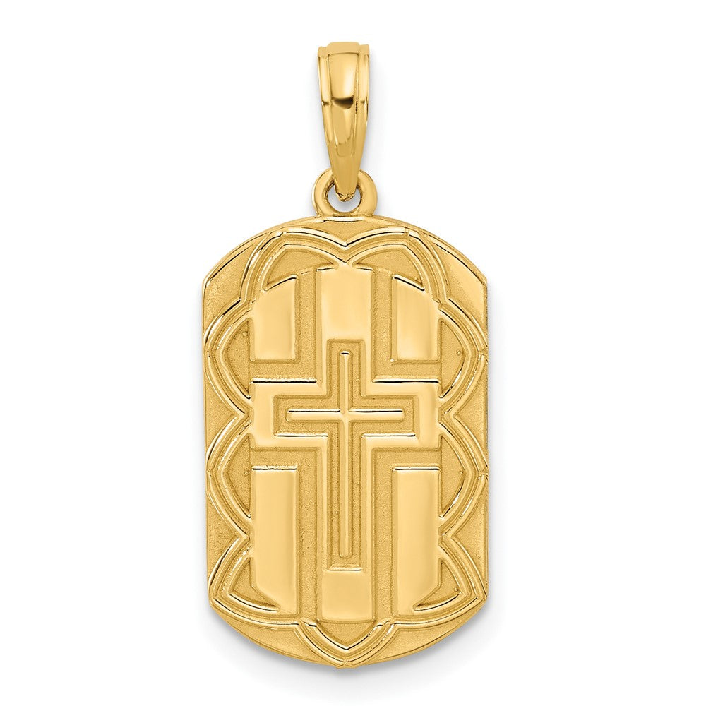 14KY Fancy Cross Dog Tag Charm