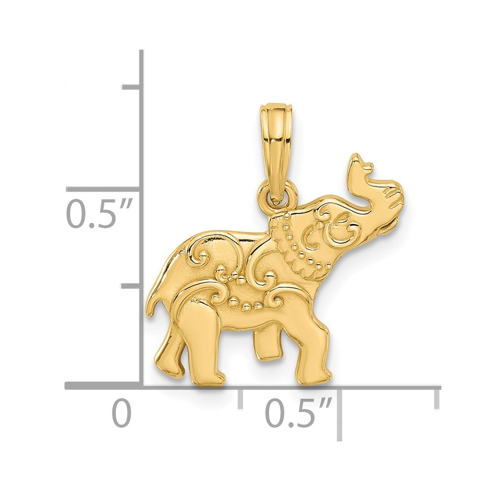 14K Polished Fancy Elephant Charm