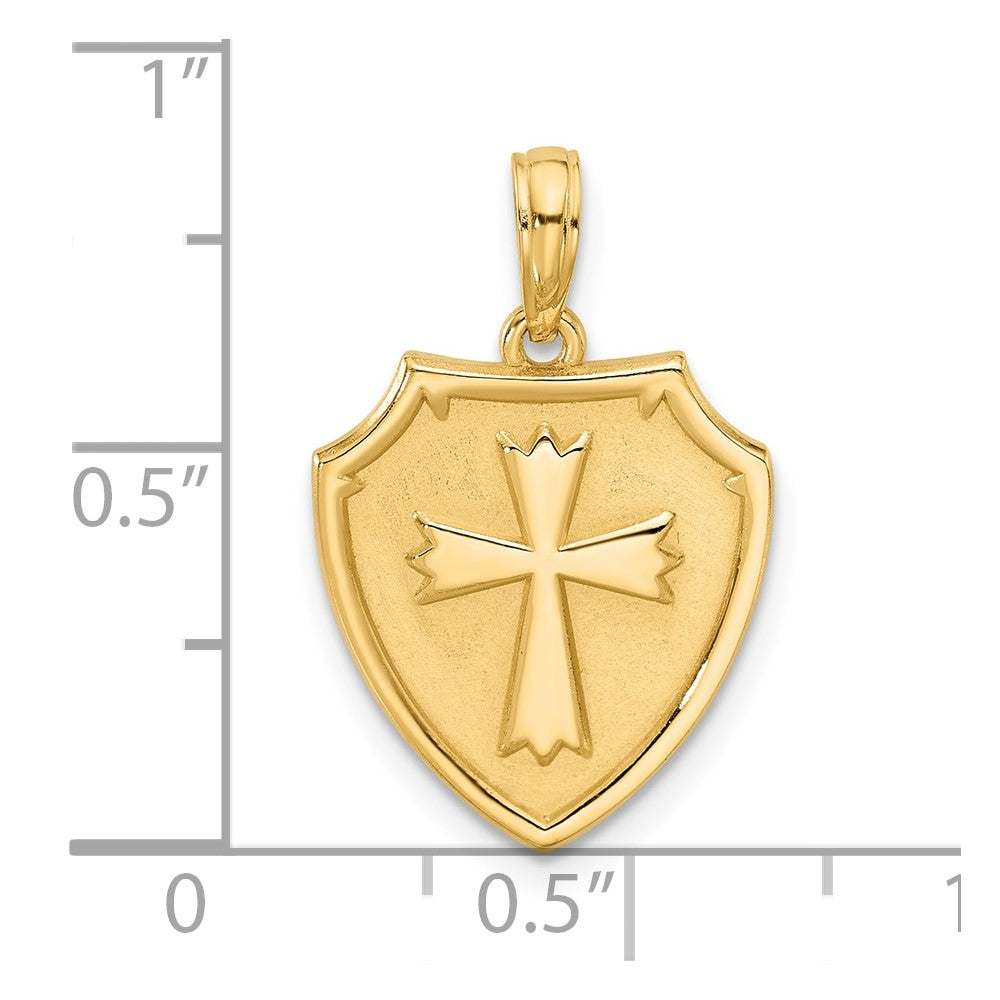 14KY Fancy Shield and Cross Charm