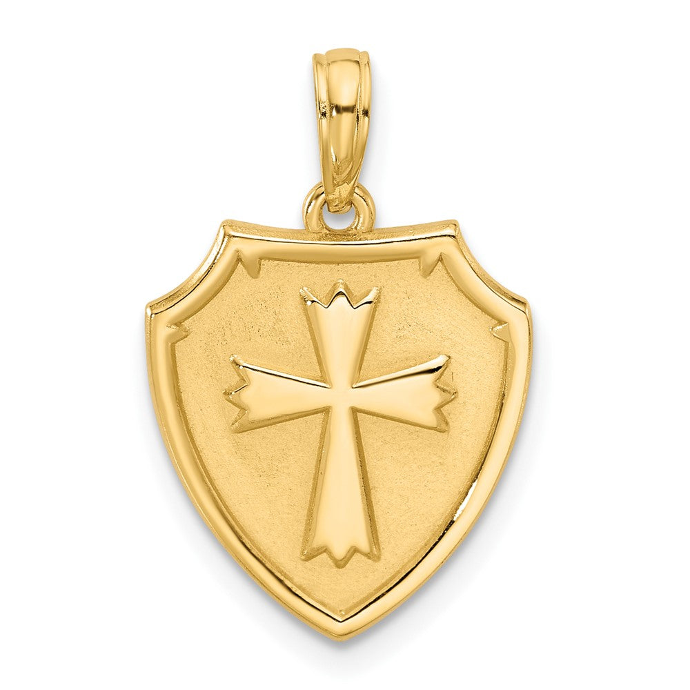 14KY Fancy Shield and Cross Charm