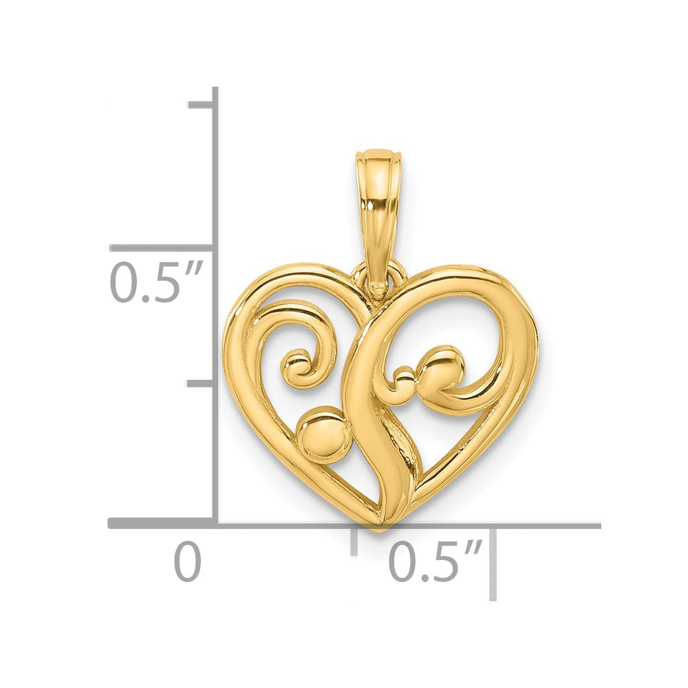 14K Polished Fancy Heart Charm
