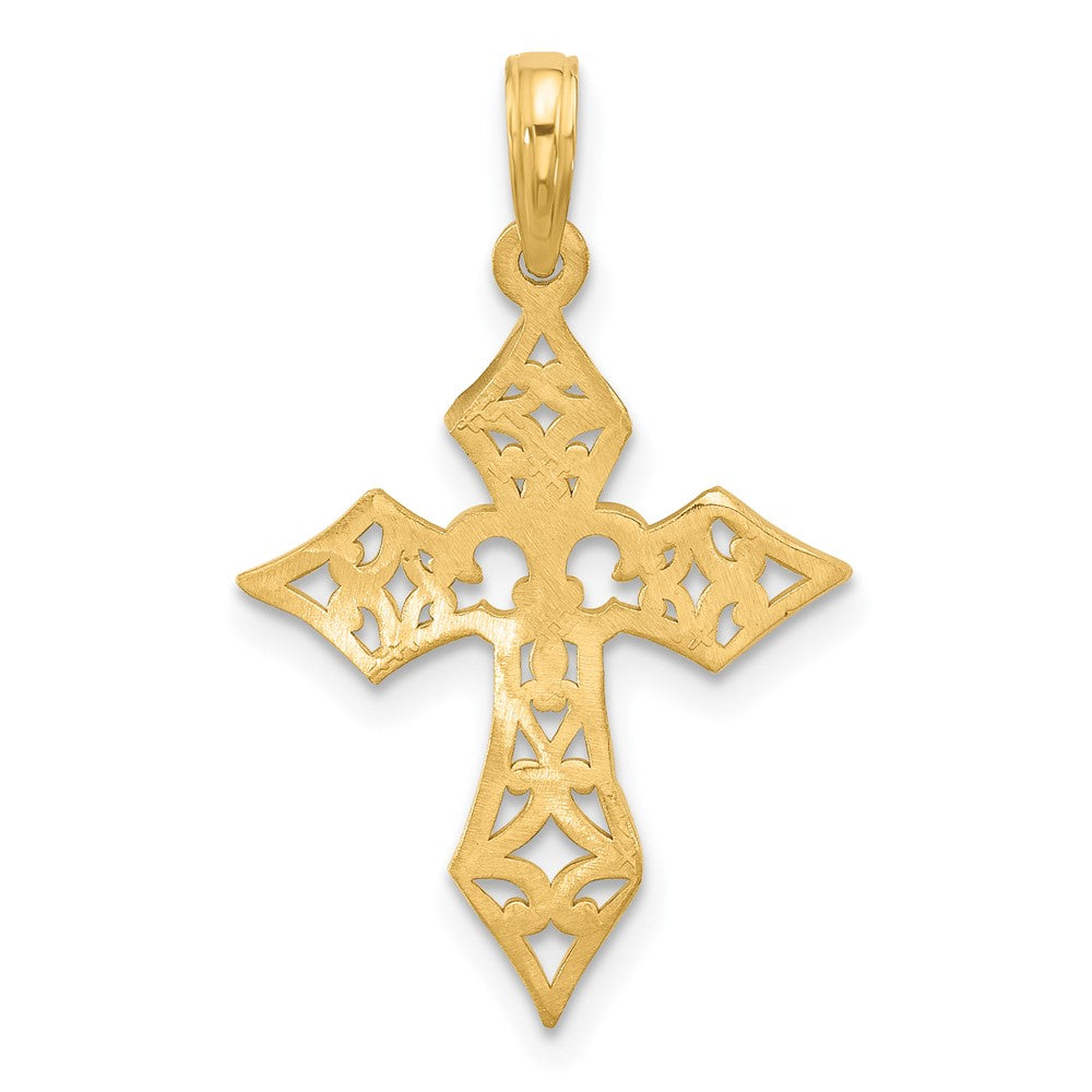 14KY Fancy Cross and Fleur-De-Lis Charm