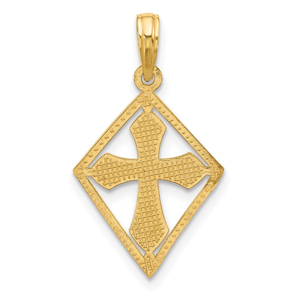 14KY Fancy Cross in Diamond-shape Charm