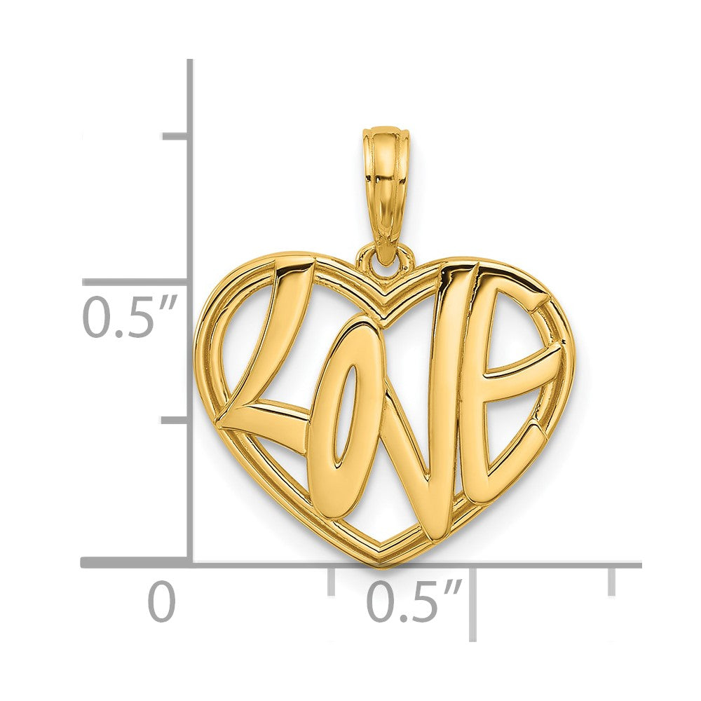 14K Polished Fancy Love Heart Charm