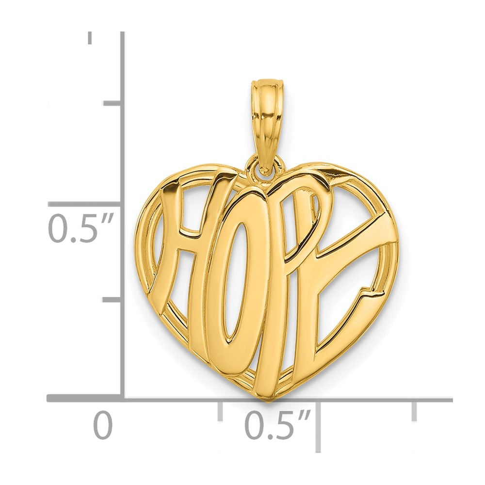 14K Polished HOPE Heart Charm
