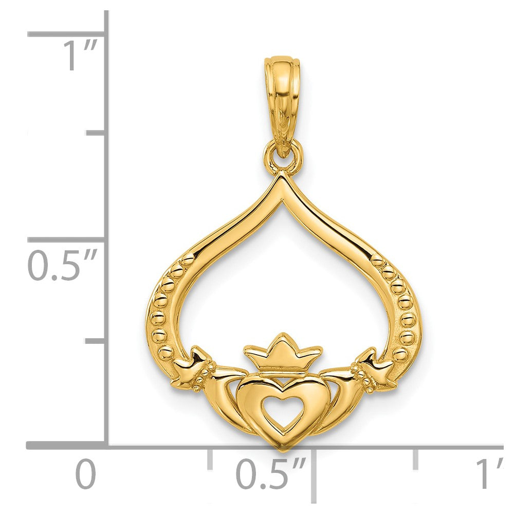 14k Polished Claddagh Pendant