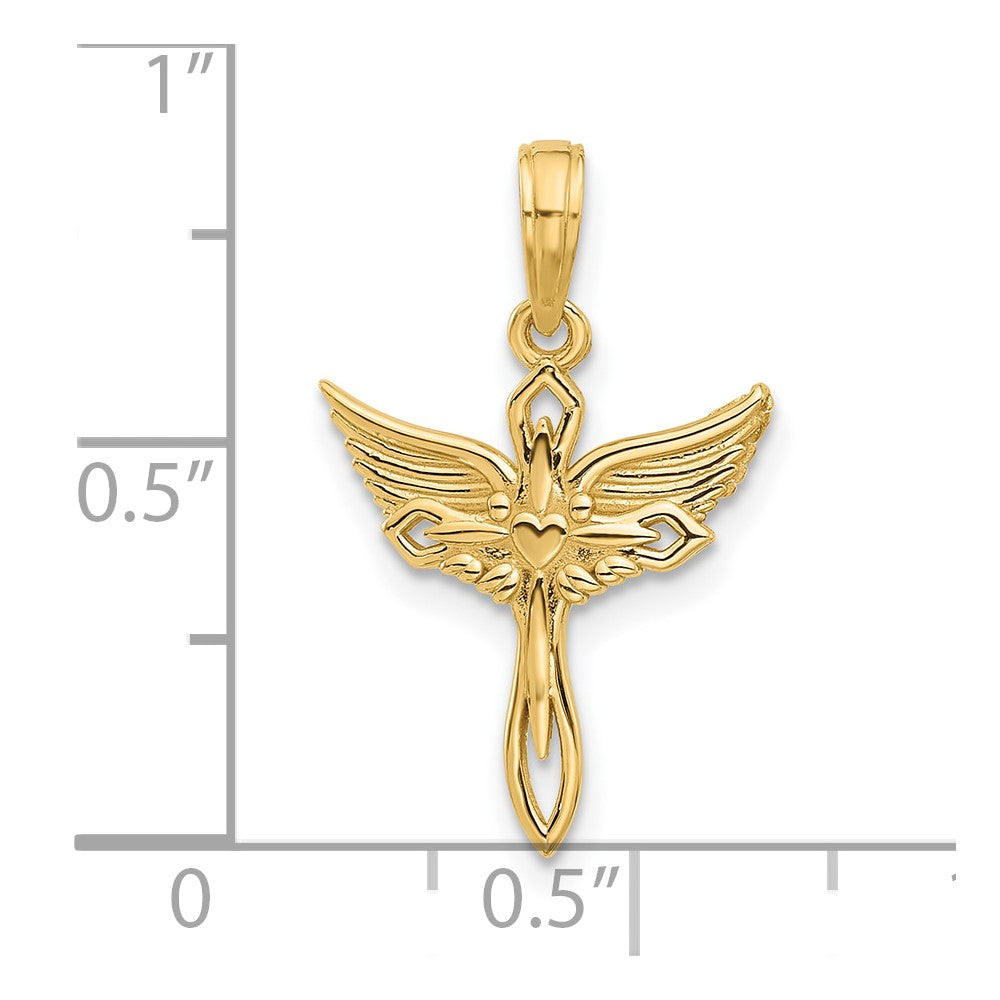 14KY Fancy Cross and Wings Charm