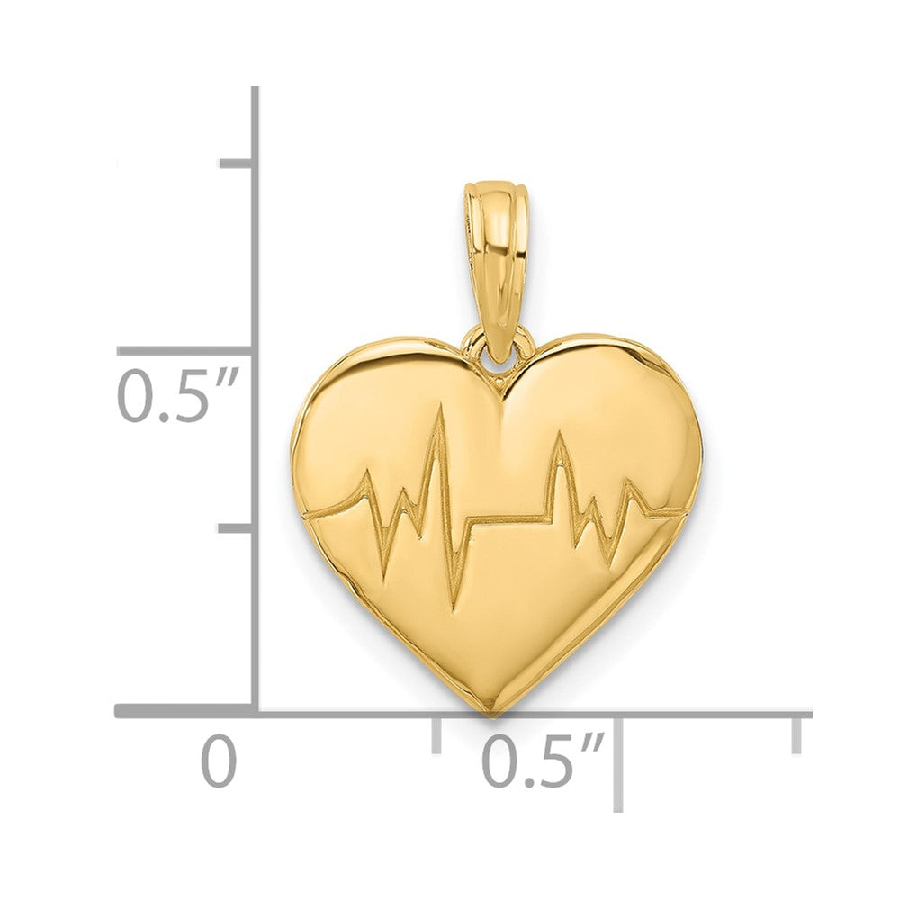 14K Polished Fancy EKG Heart Charm