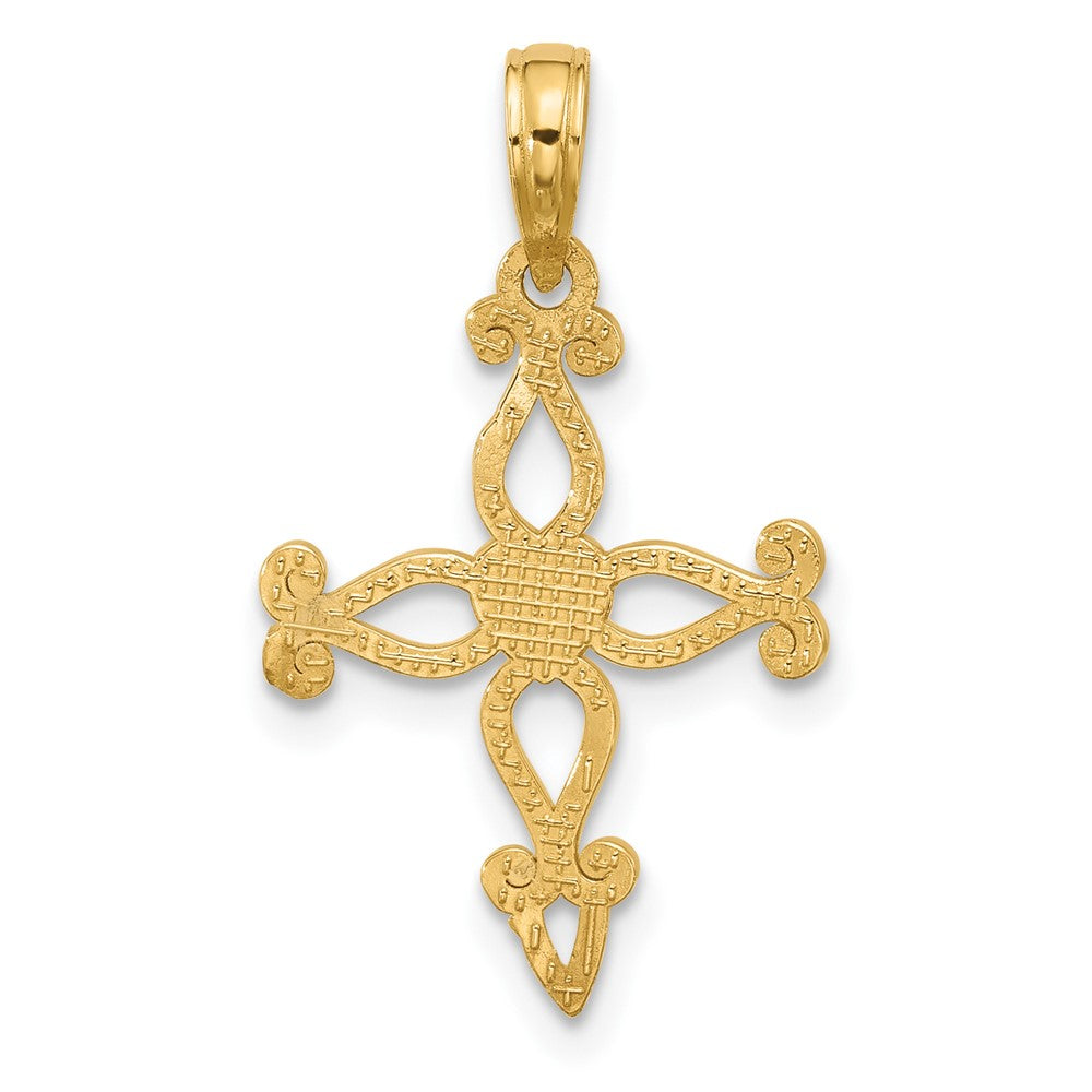 14KY Cross and Heart Charm