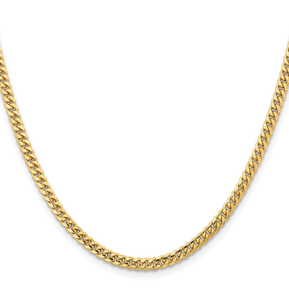14K 22 inch 3.5mm Solid Miami Cuban Link with Lobster Clasp Chain