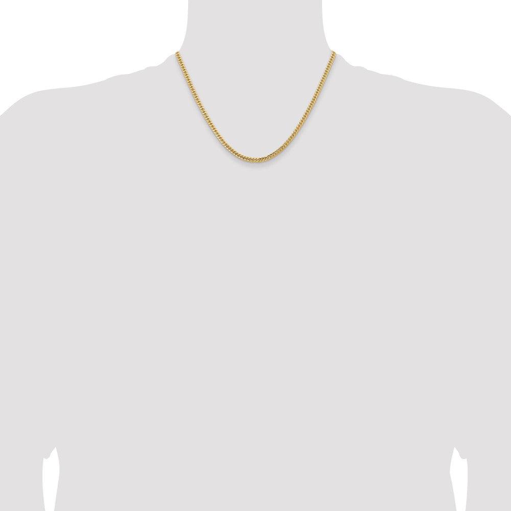 14K 18 inch 3.5mm Solid Miami Cuban Link with Lobster Clasp Chain