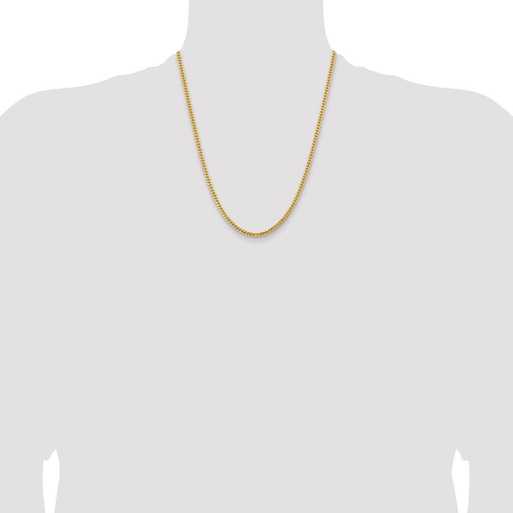 14K 22 inch 3.5mm Solid Miami Cuban Link with Lobster Clasp Chain