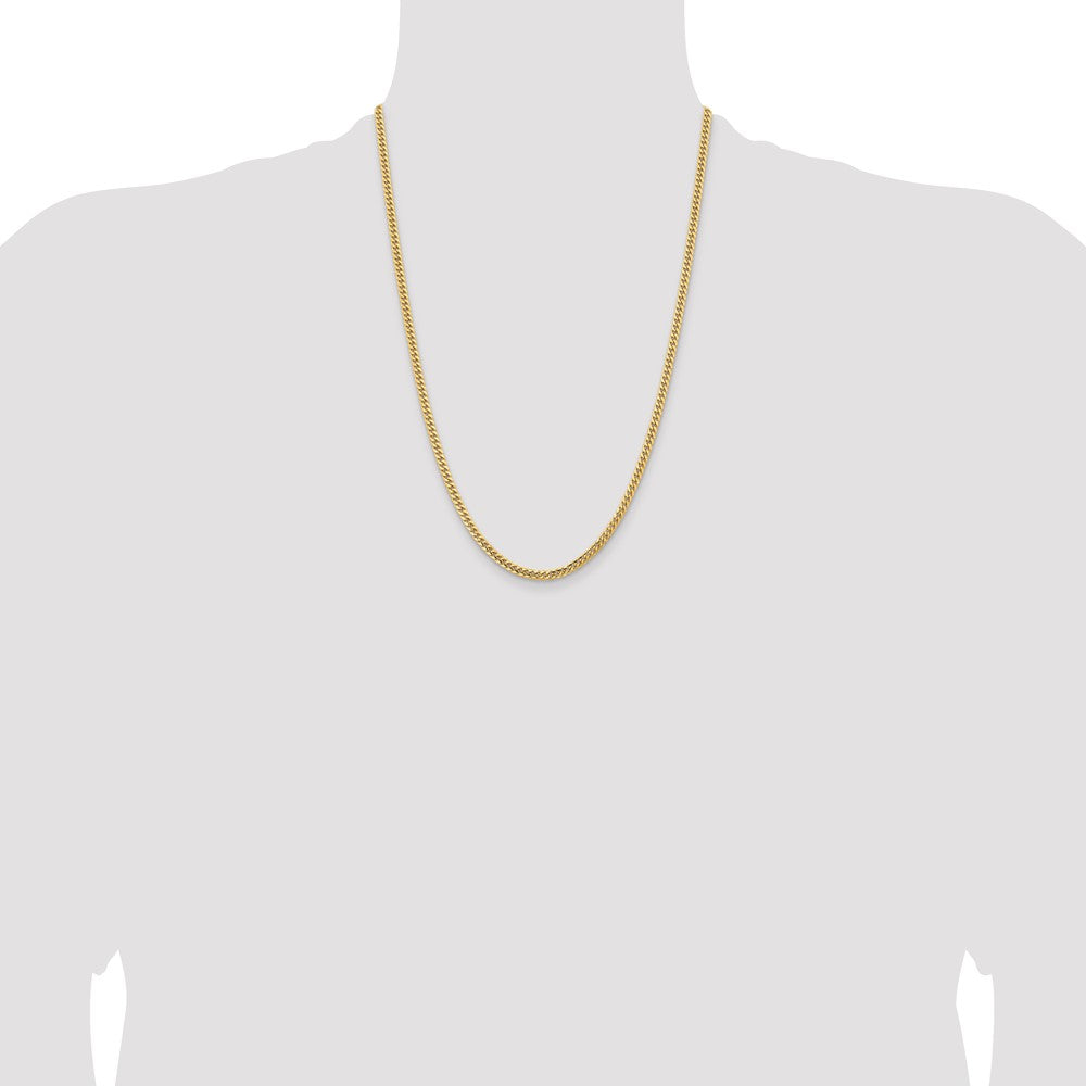 14K 24 inch 3.5mm Solid Miami Cuban Link with Lobster Clasp Chain