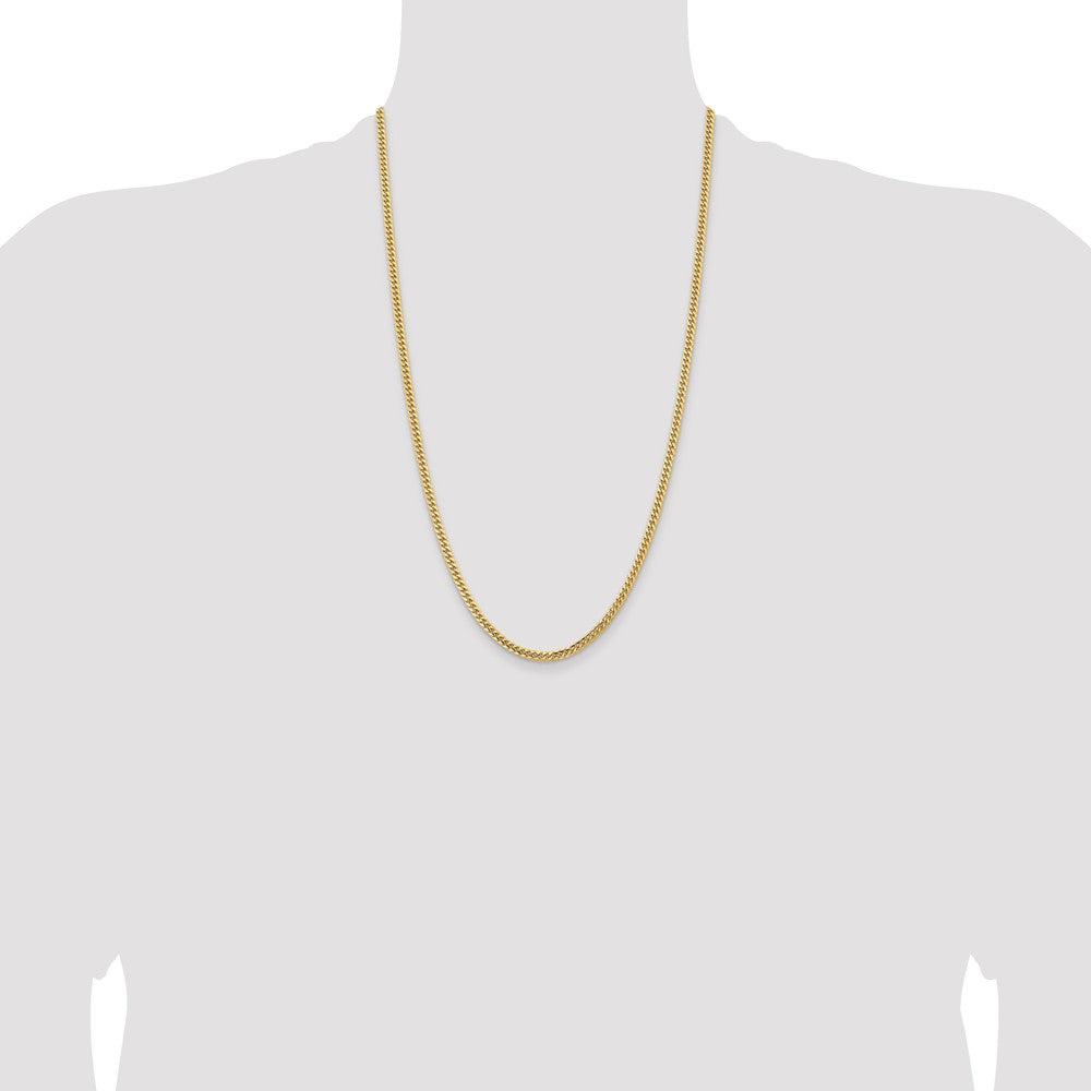 14K 26 inch 3.5mm Solid Miami Cuban Link with Lobster Clasp Chain