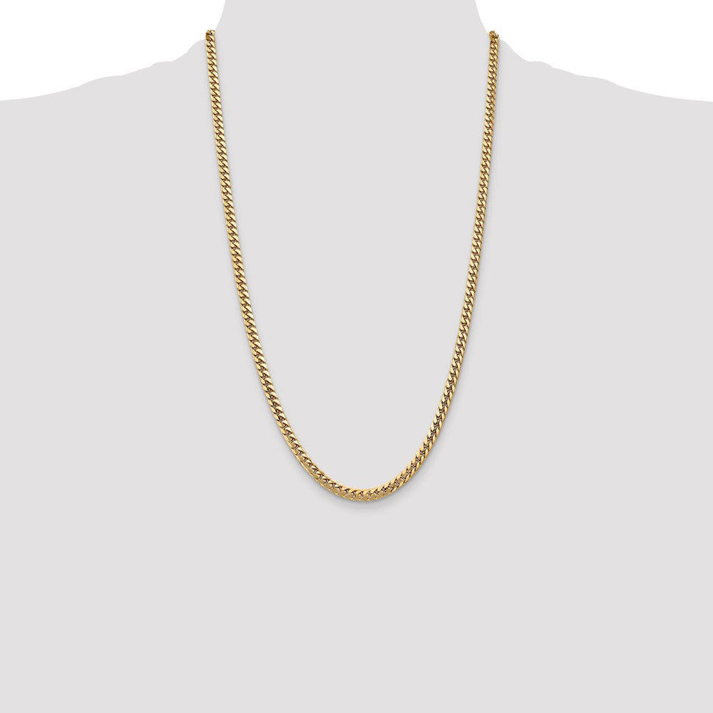 14K 26 inch 4.3mm Solid Miami Cuban Link with Lobster Clasp Chain