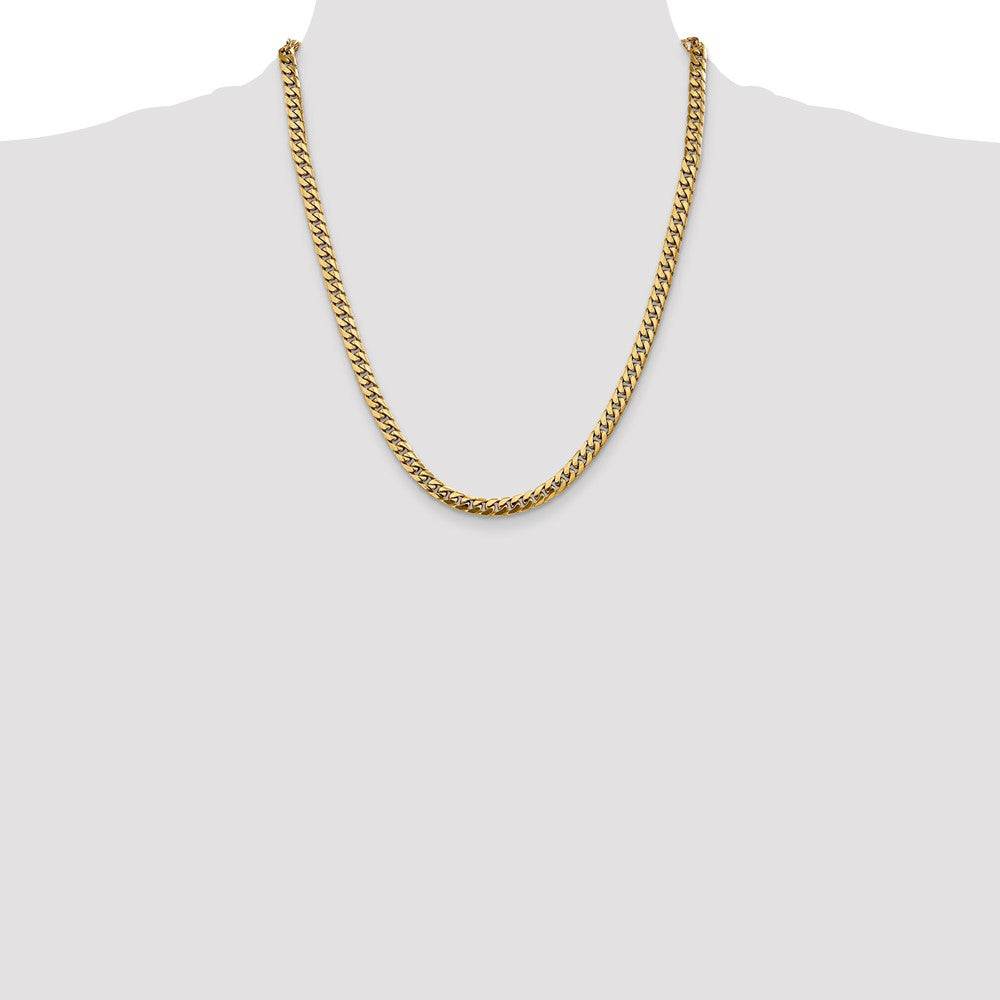 14K 22 inch 5mm Solid Miami Cuban Link with Lobster Clasp Chain