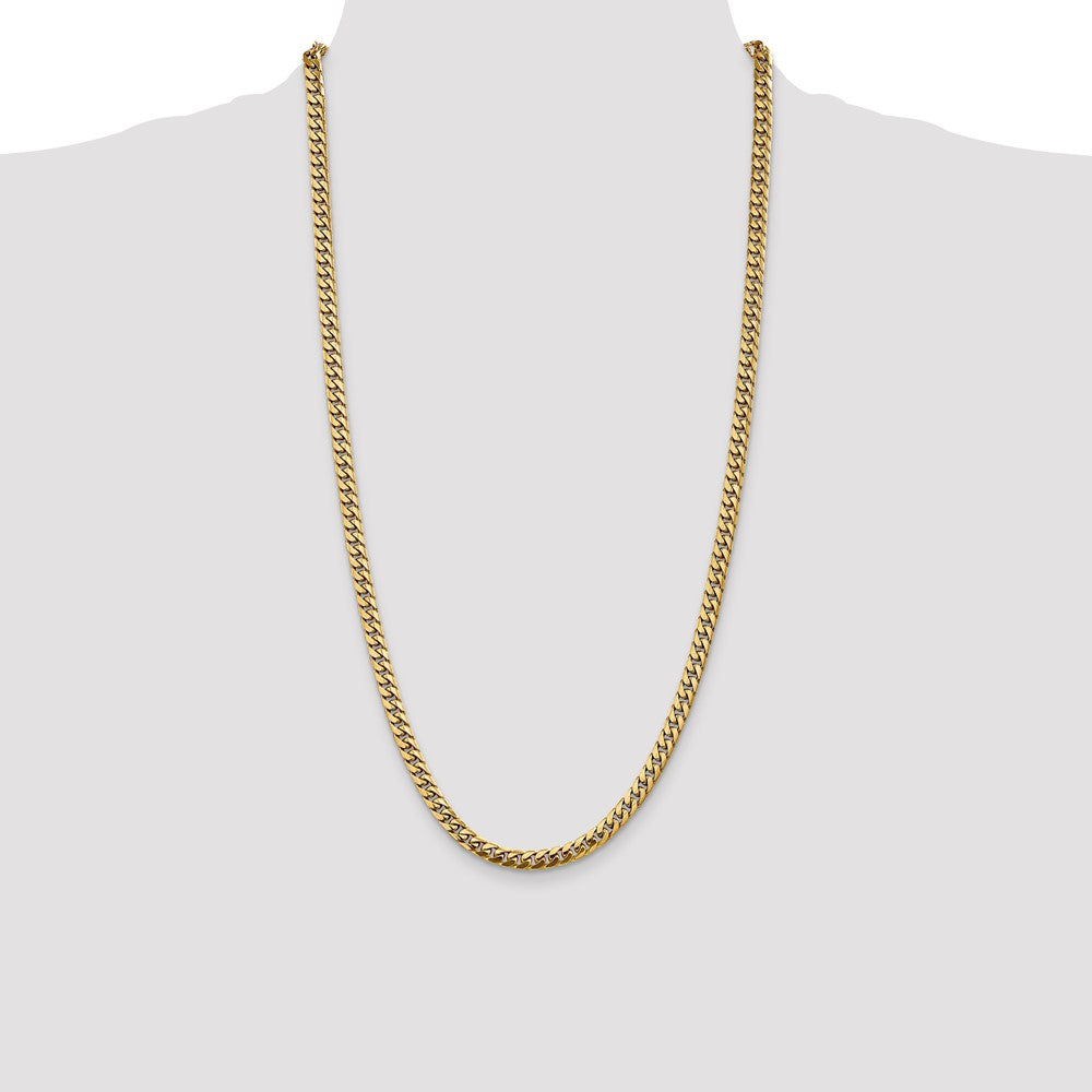 14K 28 inch 5mm Solid Miami Cuban Link with Lobster Clasp Chain